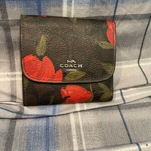 Coach Floral Wallet - Red and Black
